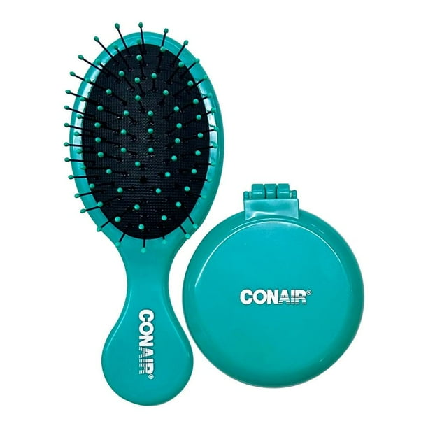 Set de cepillo y espejo Conair Detangling chico aqua 2 pzas