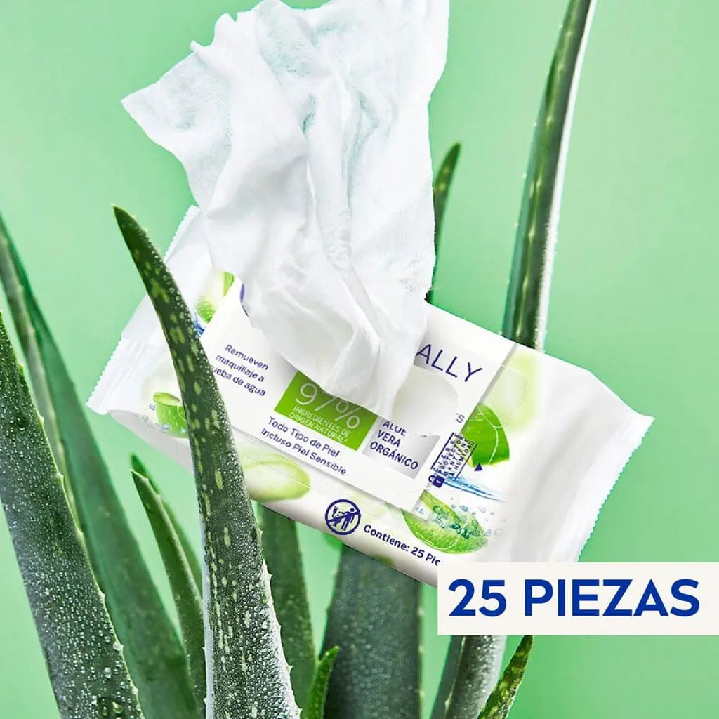 Toallitas desmaquillantes NIVEA Naturally Good biodegradables con aloe vera 25 piezas