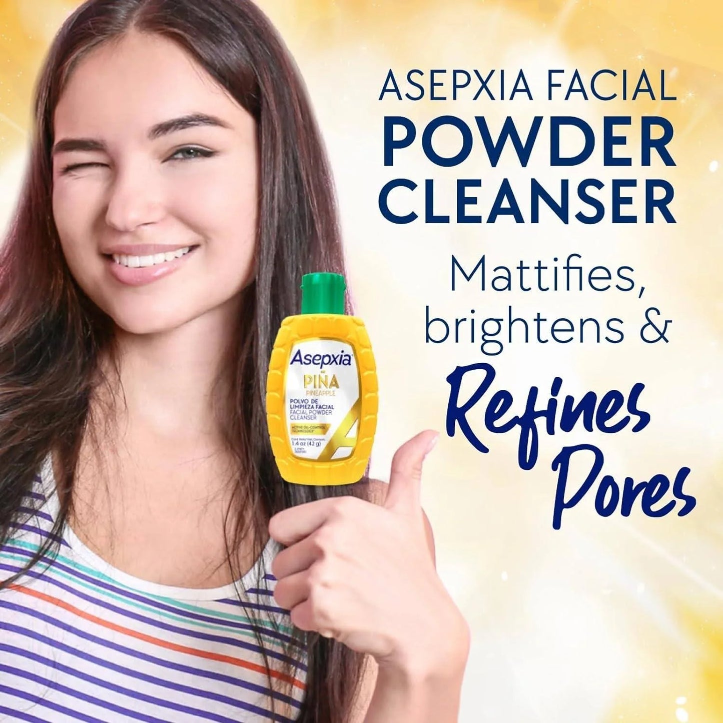 ASEPXIA - Limpiador Facial Diario en Polvo. Polvo que se activa con el contacto con el agua y transforma en espuma para limpiar, exfoliar y purificar la piel. Botella con 42g.