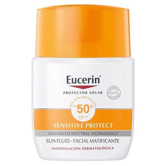 Eucerin Fluido Protector Solar Facial Matificante Sensitive Protect FPS 50, 50 ml