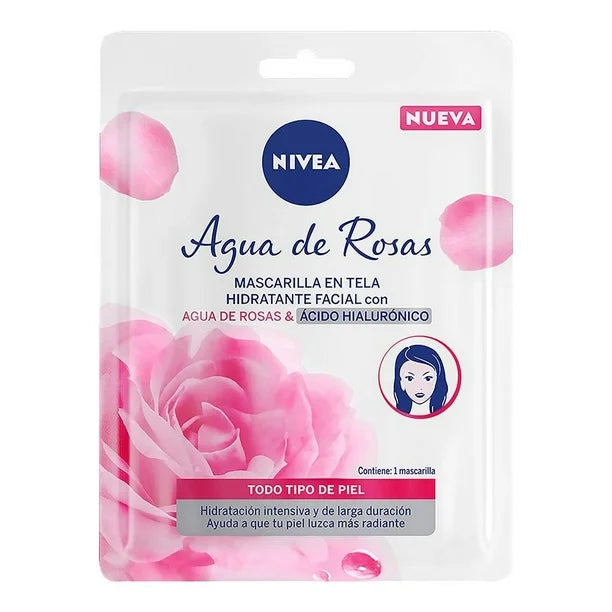 Mascarilla facial NIVEA Agua de Rosas humectante con ácido hialurónico para todo tipo de piel