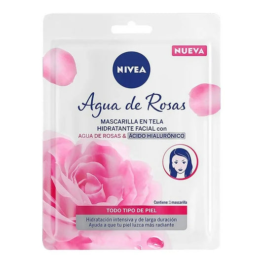 Mascarilla facial NIVEA Agua de Rosas humectante con ácido hialurónico para todo tipo de piel