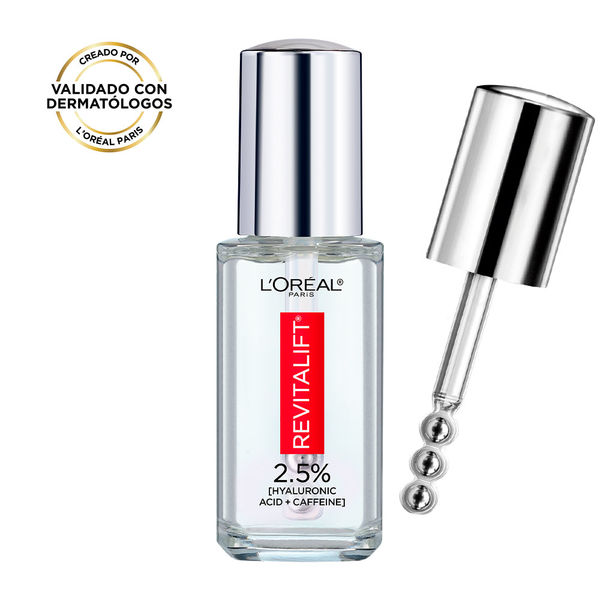 L'Oréal Paris Sérum Ojos Revitalift Ácido Hialurónico revitaliza los ojos disminuye ojeras oscuras y bolsas, 20ml LINEA E.U.A