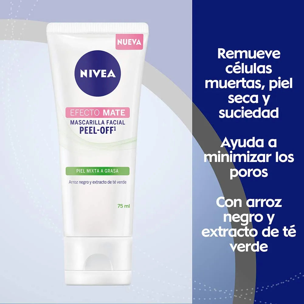 Nivea Mascarilla Facial Exfoliante Y Matificante, Peel Off Efecto Mate Para Piel Mixta A Grasa, 75 ml