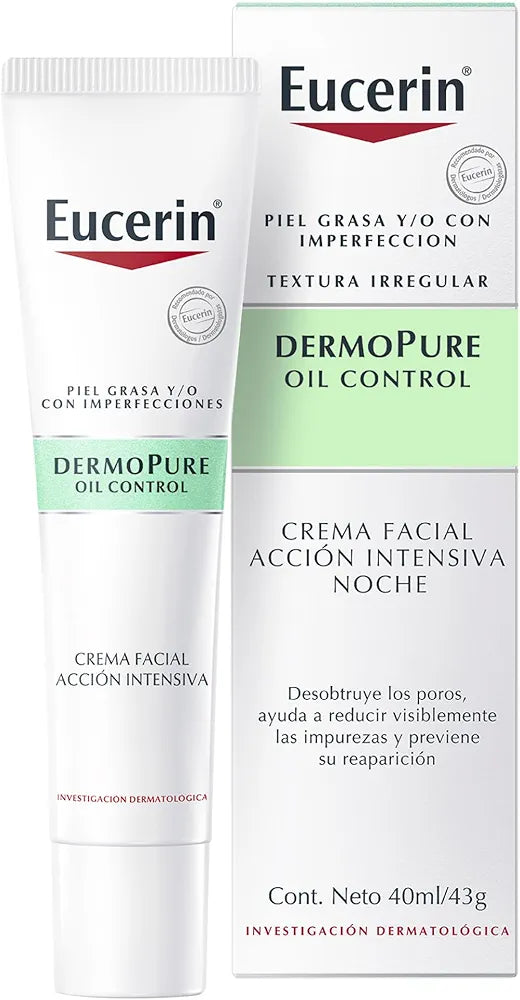 Eucerin Crema facial noche piel grasa, 40ml