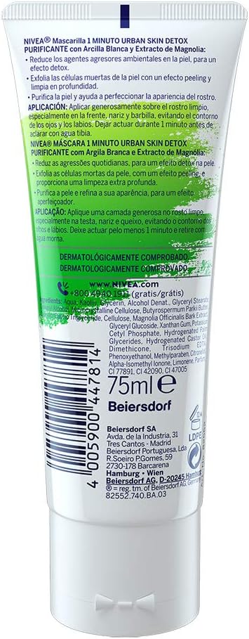 Nivea Urban Detox Mask Mascarilla Facial De Arcilla 1 Minuto 75 ml