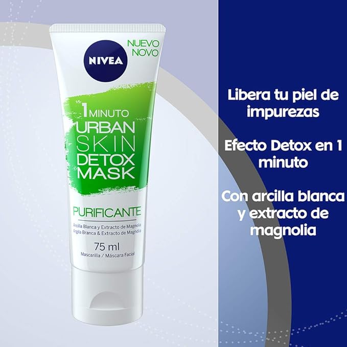 Nivea Urban Detox Mask Mascarilla Facial De Arcilla 1 Minuto 75 ml