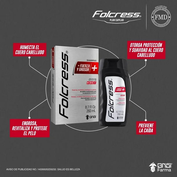 Folcress Shampoo + Fuerza y Grosor 260 ml