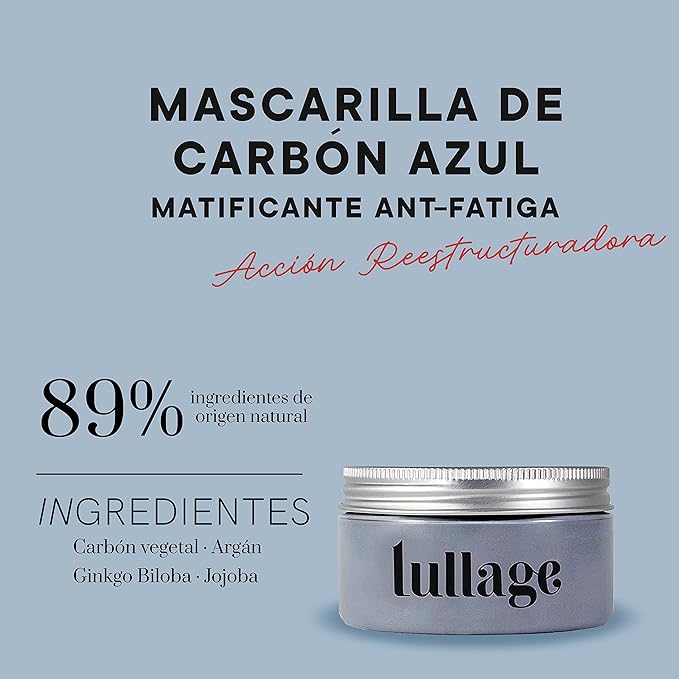 LULLAGE, Candy Matte Mask, Mascarilla Carbón Azul, Matificante, Absorbe el Exceso de Sebo, para Todo Tipo de Pieles, Elimina Impurezas, Anti-Fatiga, Vegano, 100 ml