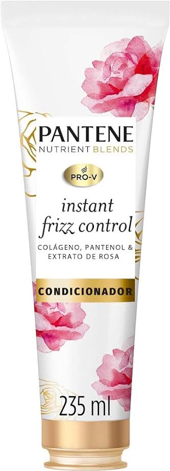 Pantene - Acondicionador Nutrient Blends Instant Frizz Control, con Extracto de Rosa, Pantenol y Colágeno, Acondicionador Pantene, 235 ml