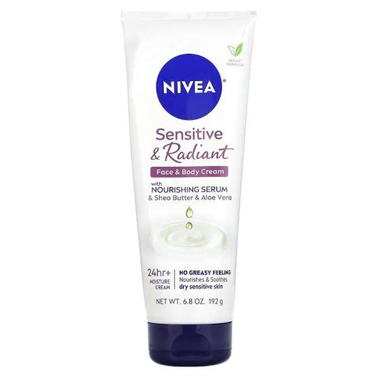 Nivea Radiant Crema para el rostro y el cuerpo para pieles sensibles y radiantes con sérum nutritivo`` 192 g