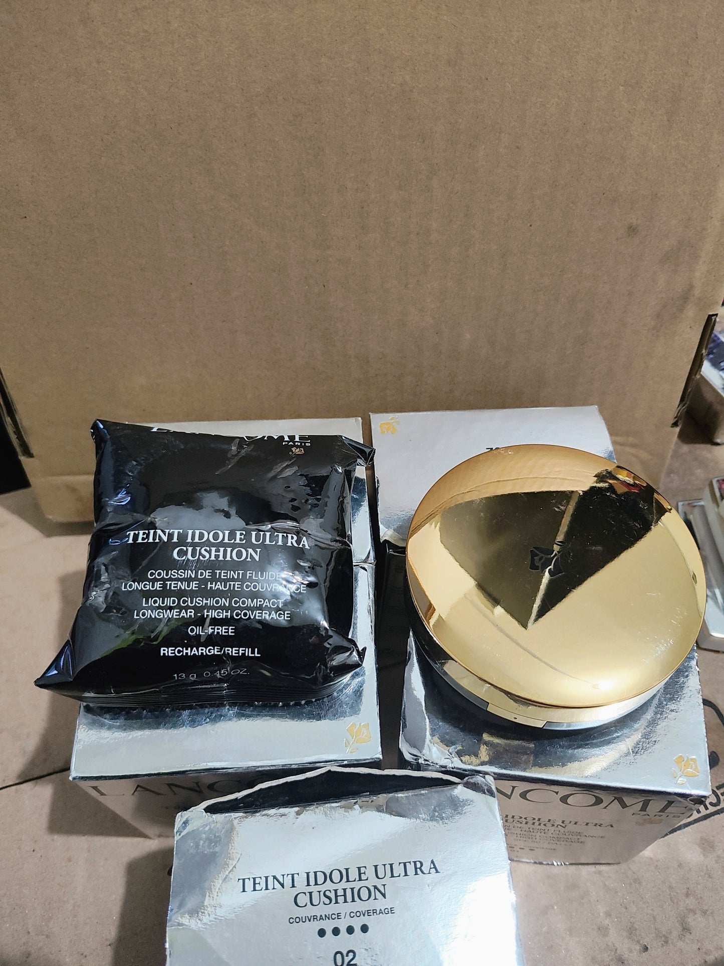 Lancome Teint Idole Ultra Cushion maquillaje fluido  de larga duración en esponja spf50.Tono 02