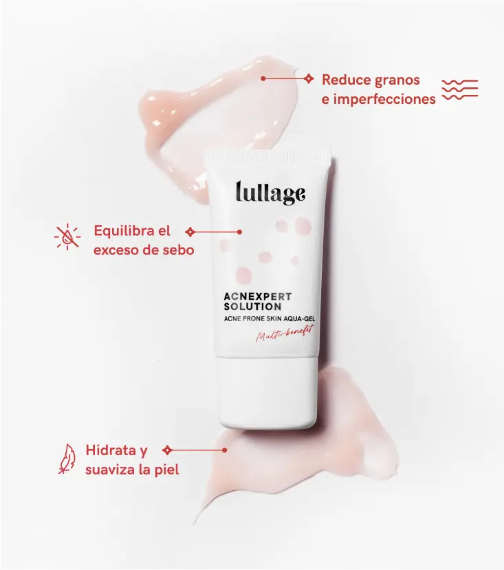 LULLAGE, AcneXpert Solution, Gel para Granos y Poros, para Pieles Mixtas y Grasas, Pieles con Tendencia Acneica, Hidratante y Equilibrante con Niacinamida, Vegano, 40 ml