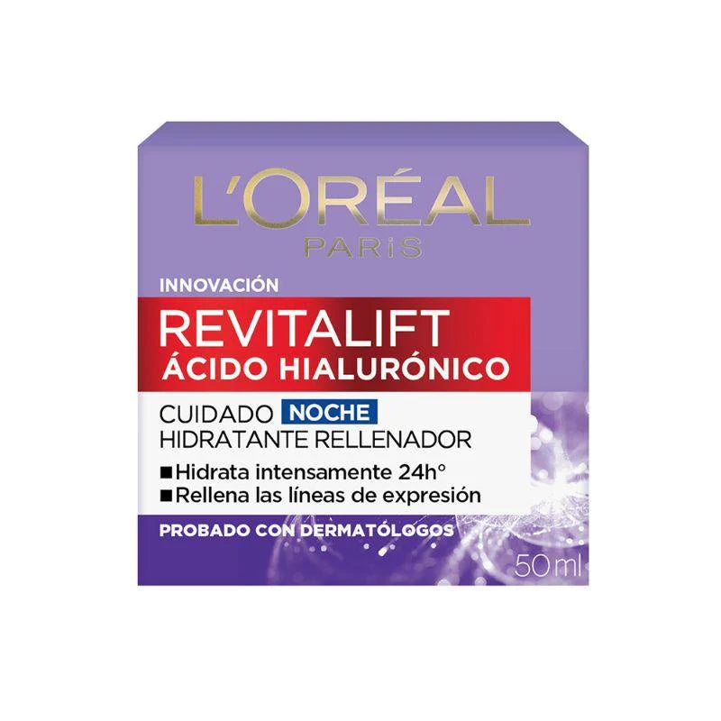 L'Oréal Paris Crema de Noche Revitalift Ácido Hialurónico, 50ml