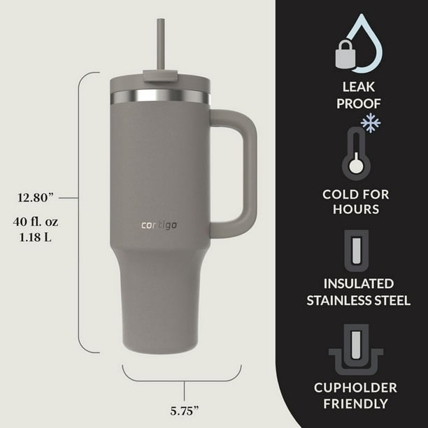 Contigo Streeterville - Vaso de acero inoxidable, 1.1 Litros, con popote, a prueba de fugas, frío durante 29 horas