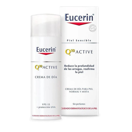 Eucerin Q10 Crema facial ligera anti arrugas de día FPS 15+, 50ml